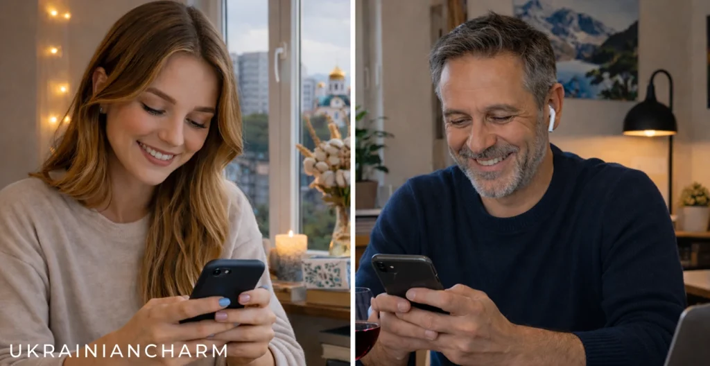 Users chatting on Ukrainian Charm dating site